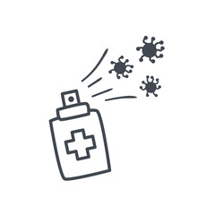 Alcohol spray with covid 19 virus line style icon vector design