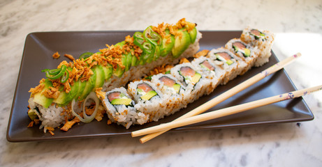 Homemade sushi on a plate 7