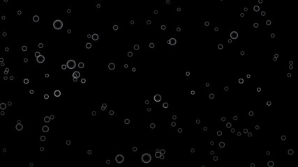 Realistic bubbles champagne on a black background. 3d animation of bubbles moving and floating on a black background. Drink bubbles 