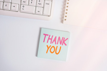 Handwriting text writing Thank You. Conceptual photo a polite expression used when acknowledging a...