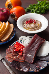 Halal Charcuterie. Cured Meats with Condiments