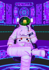 astronaut in virtual reality scene - obrazy, fototapety, plakaty