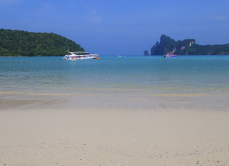 Holidays at the sea. Wonderful sea view surrounded by mountains. Blue water of the sea. Very...