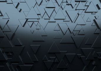 Random Black Triangular 3D Panels on the Wall