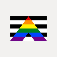 Straight ally flag symbol vector icon. LGBTQ symbol Isolated on white background