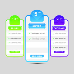 web design elements Pricing sets