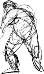 Vector image of sketch doodle of human figure in motion