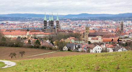 Panorama of Bamberg with cathedral and carmelite monastery
