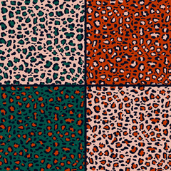 Seamless jaguar pattern in four different color