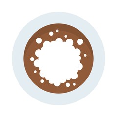 Milk foam in a cup with a drink top view flat icon vector isolated