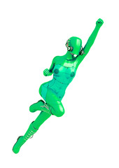 cyber soldier female flying up