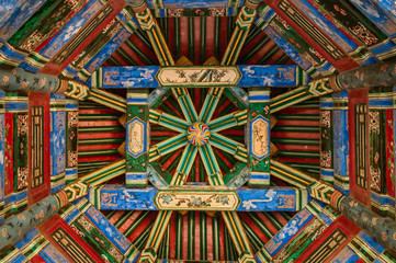 Classical Chinese building, colorful, beautifully decorated gazebo in the imperial garden.