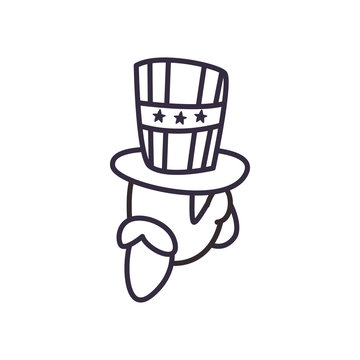 Uncle Sam With Usa Hat Line Style Icon Vector Design