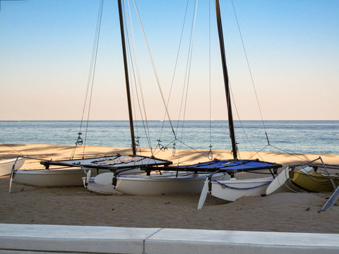 catamaran sailboat on the beach