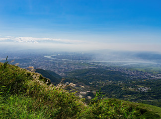 Fototapeta na wymiar High angle view of the cityscape from Yangmingshan National Park