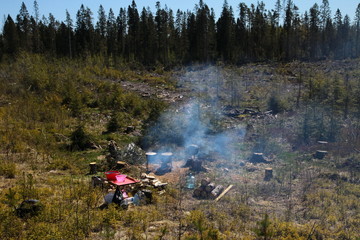 Field kitchen in the forest