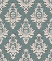 Damask seamless pattern element. Vector classical luxury old fashioned damask ornament, royal victorian seamless texture for wallpapers, textile, wrapping. Vintage exquisite floral baroque template.