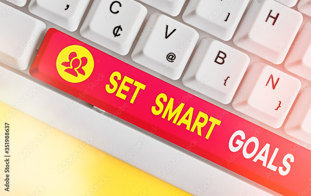Poster word writing text set smart goals. business photo showcasing giving criteria to guide in the setting