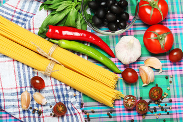 Ingredients for traditional Italian pasta