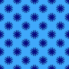 Snowflake vector seamless pattern on blue background