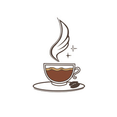 A cup of fresh and uplifting coffee. Logo. Vector image.