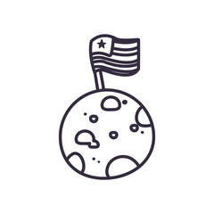 Usa flag over moon line style icon vector design