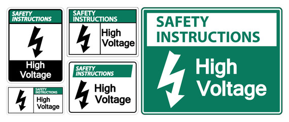 Safety Instructions High voltage Sign Isolate On White Background,Vector Illustration EPS.10