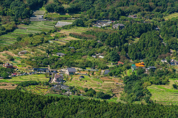 High angle view of the Zhuzihu Lake at Yangmingshan National Park