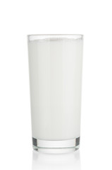 Milk glass closeup isolated on white background