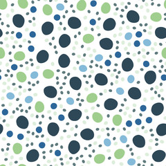 Hand drawn polka dot seamless pattern. Random geometric pebble wallpaper.