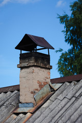 old chimney on the roof