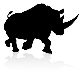 A rhino or rhinoceros safari animal silhouette