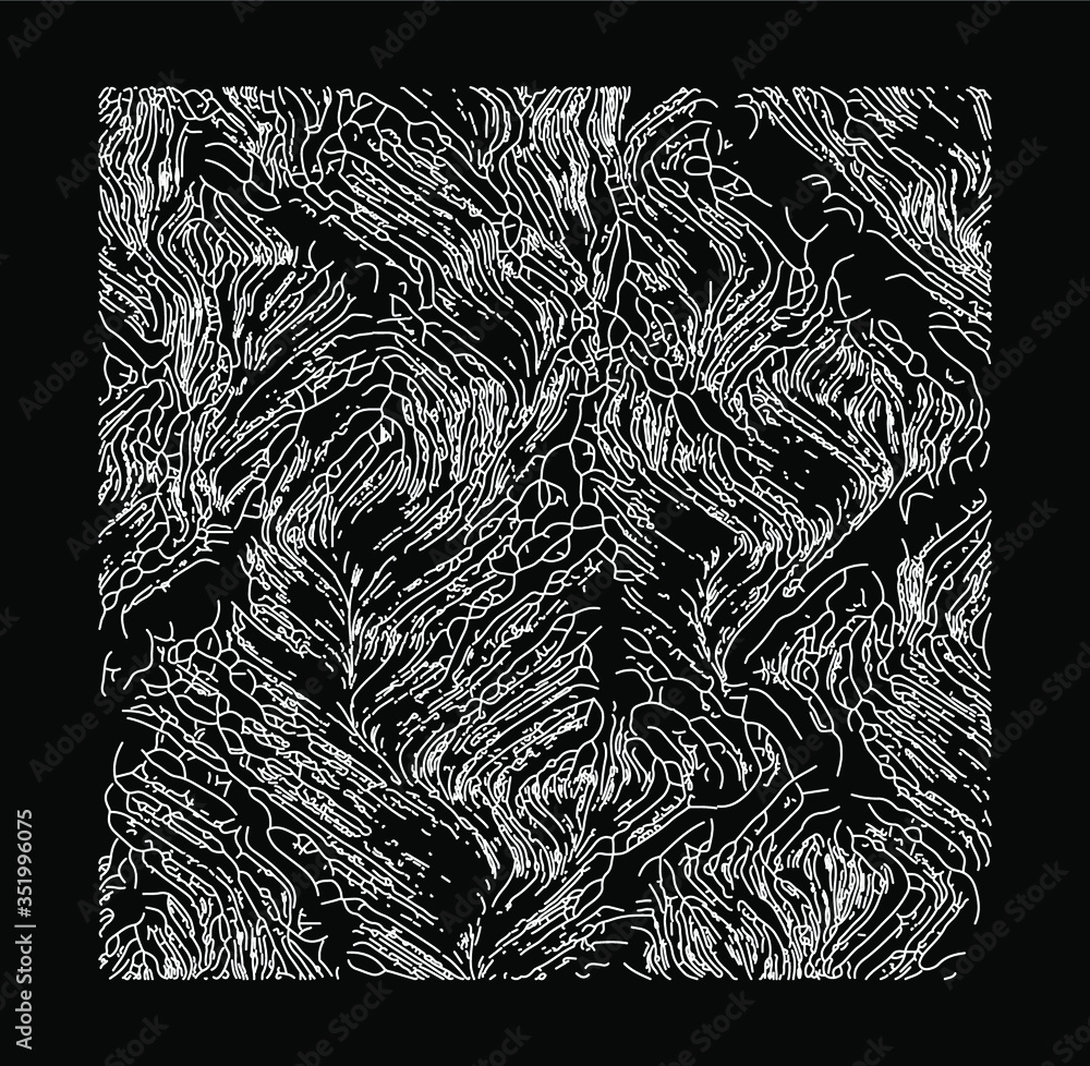 Poster Generative Art with Visualization of Random Perlin Noise. Conceptual image of high tech systems: Artificial Intelligence, Deep Learning, Neural networks and Internet Map.