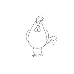 Cockerel golden scallop in doodle style. Hand drawing isolated on a white background. Black white vector illustration.