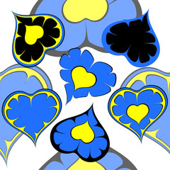 pattern drawing of a multicolored heart, sad, cheerful, on a white background