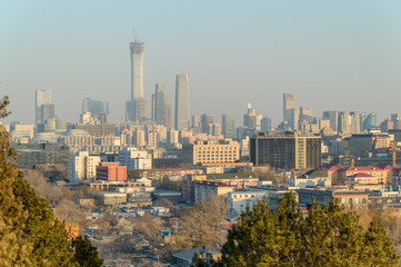 A panorama of the city from the Beihai East Gate hill in Jingshan Park, view of the south-eastern...