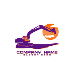 Excavator heavy equipment template vector for construction company. Excavator silhouette template vector.Creative excavator illustration for designs template. Excavator logo on a white background