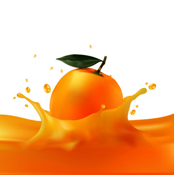 orange in juice splash