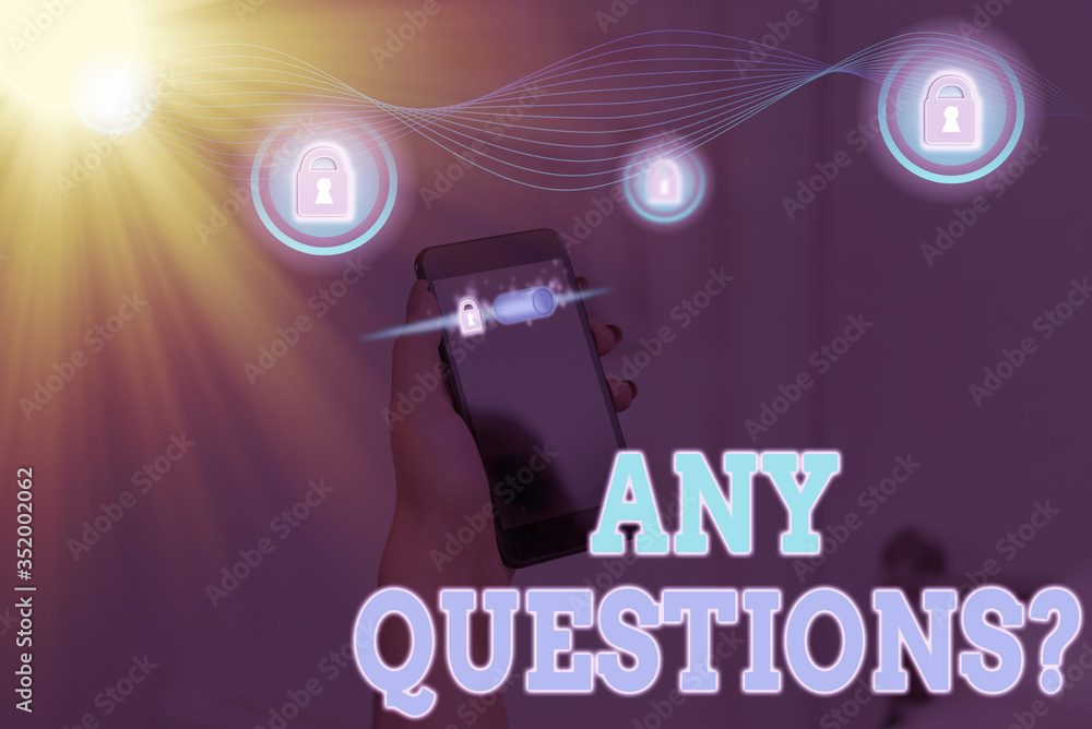 Poster word writing text any questions question. business photo showcasing you say write order to ask an in