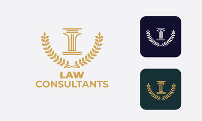 law logo can be used for law consultants -justice -royal law - law firm - lawyer, law office, notary, hammer  - an attorney with modern style, with cream color, white, blue 