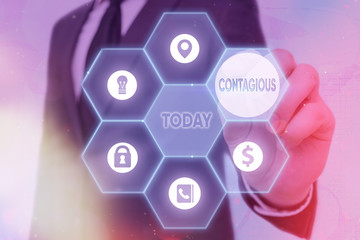 Handwriting text Contagious. Conceptual photo transmissible by direct or indirect contact with infected an individual