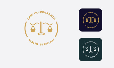 law logo can be used for law consultants -justice -royal law - law firm - lawyer, law office, notary, hammer  - an attorney with modern style, with cream color, white, blue 