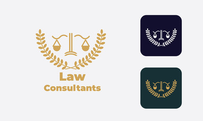 law logo can be used for law consultants -justice -royal law - law firm - lawyer, law office, notary, hammer  - an attorney with modern style, with cream color, white, blue 