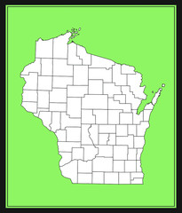 Counties map of Wisconsin state