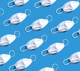 White surgical masks overhead view - flat lay