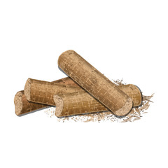 Waste compressed granules used as biofuel,  smell absorb etc. Wooden pellets. Organic, ecological and renewable mass. Vector, EPS 10