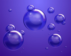 Vector Soap Water Bubbles Set. Transparent Isolated Realistic Design Elements. Can be used with any Background.