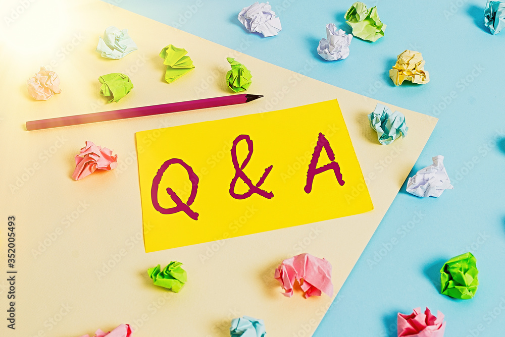 Poster handwriting text q and a. conceptual photo a period of time or an occasion when someone answers ques