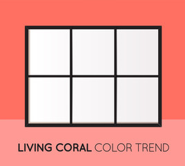 Coral Trendy Color Horizontal Collage Layout Template. Frames for Photo or Illustration. Vector.