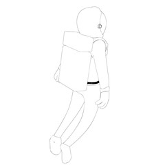 sketch of spaceman in zero gravity vector
